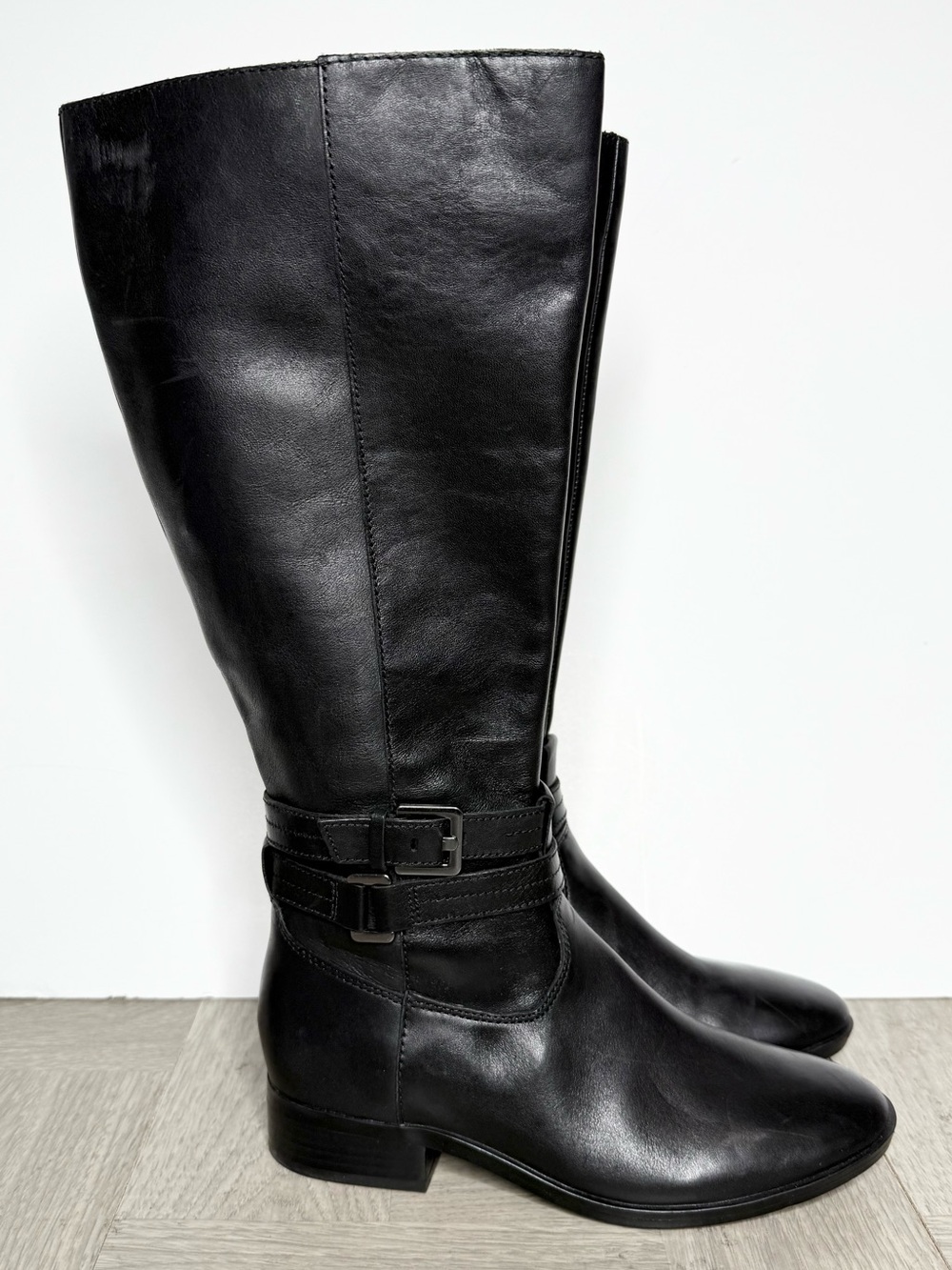 Naturalizer Reid Black Leather Wide Calf Tall Boot 6 1/2 M